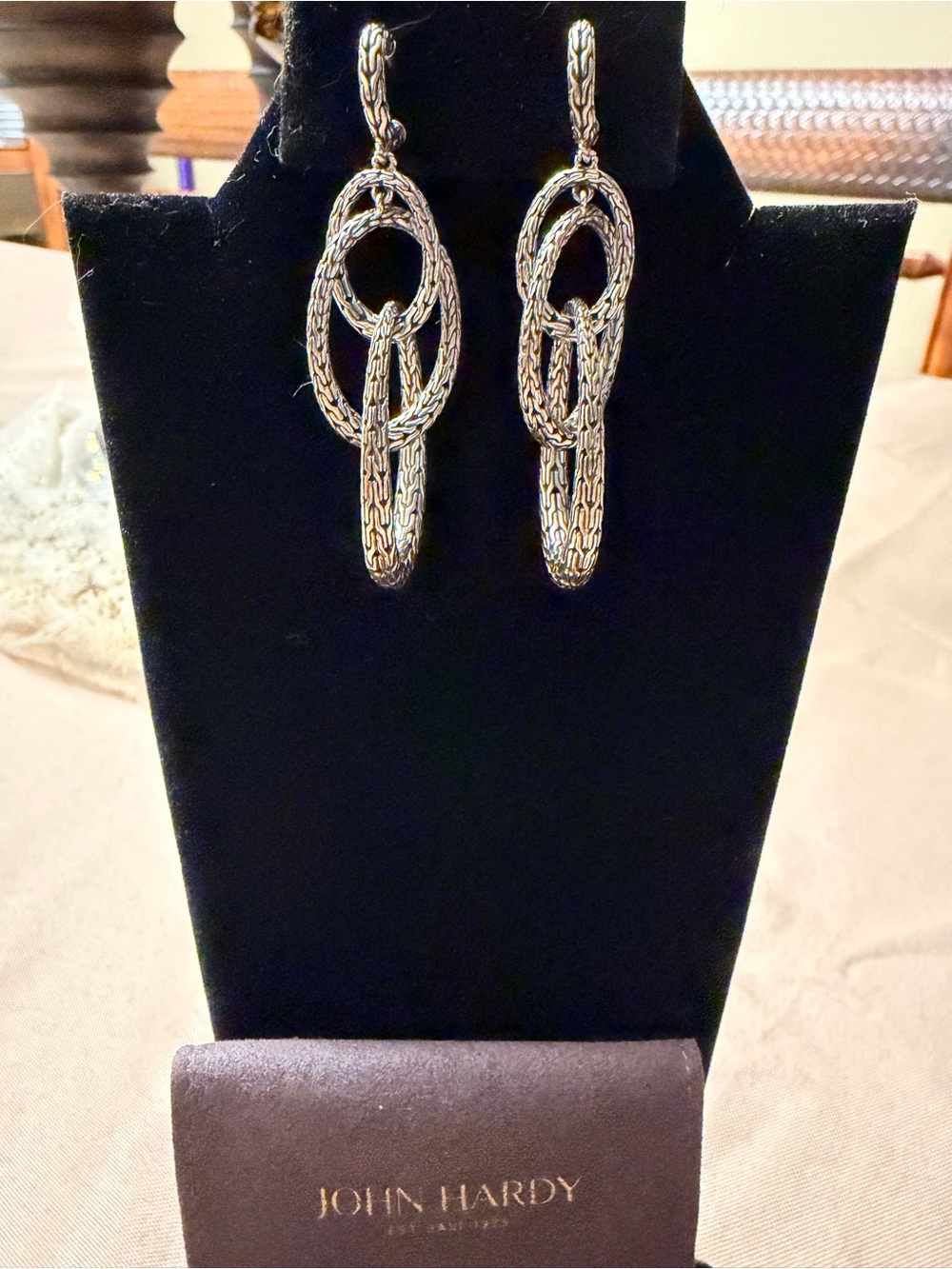 John Hardy Silver-Tone Interlocking Chain Drop Earrings
